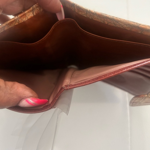 Vintage Brahmin Wallet Croco Stamp Bifold with Coin Purse - Picture 3 of 7